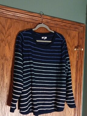 Women's Croft & Barrow Striped Pullover Crew Neck Knit Sweater